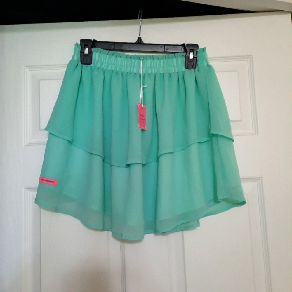 NWT Simply Southern Medium Mint Green Stretch Waist Layer Mini Skirt